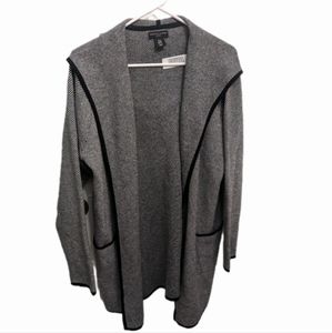 Adrienne Vittadini 1X Hooded Open Cardigan Sweater - Cozy Lounge - Pockets